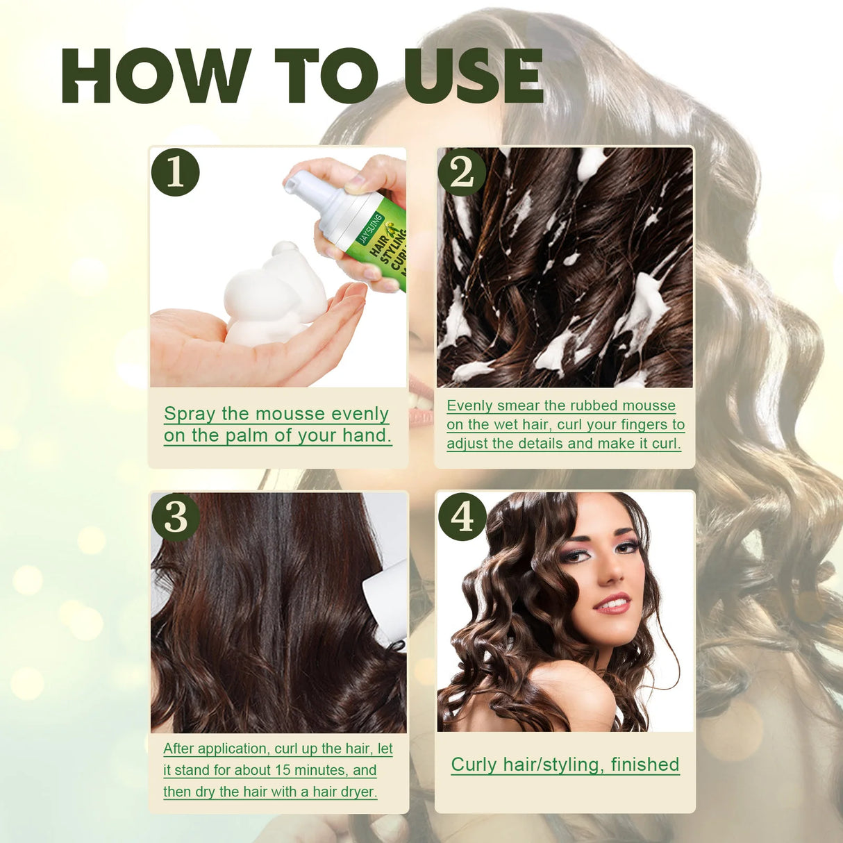 Curling Styling Mousse Natural Plant Extracts Impetuous Increase Hair Elasticity Lasting Styling Moisturizing Styling Spray 60ml