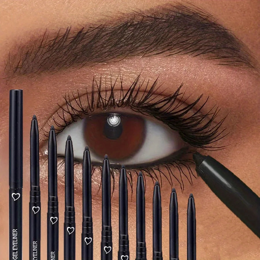 10PCS Waterproof Eyeliner Gel Pencil, Brown Eyelid Pen, Soft Easy Wearing High Pigmented Matte Finish Eyeliner Pen, Long Lasting