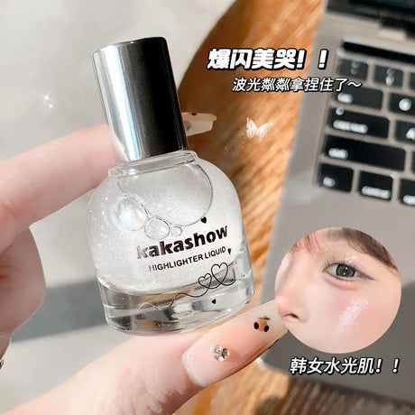 Diamond Ball Liquid Highlighter Flash Gloss Long Lasting Waterproof Glitter Brightening Makeup for Beach Hoilday Face Body