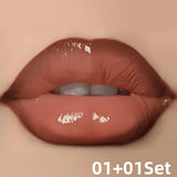 2pcs Lip Liner Pencil & Hydrating Lip Gloss Set, Glossy Finish, Smooth Define Lips, Non-Sticky Long Lasting, Daily Makeup