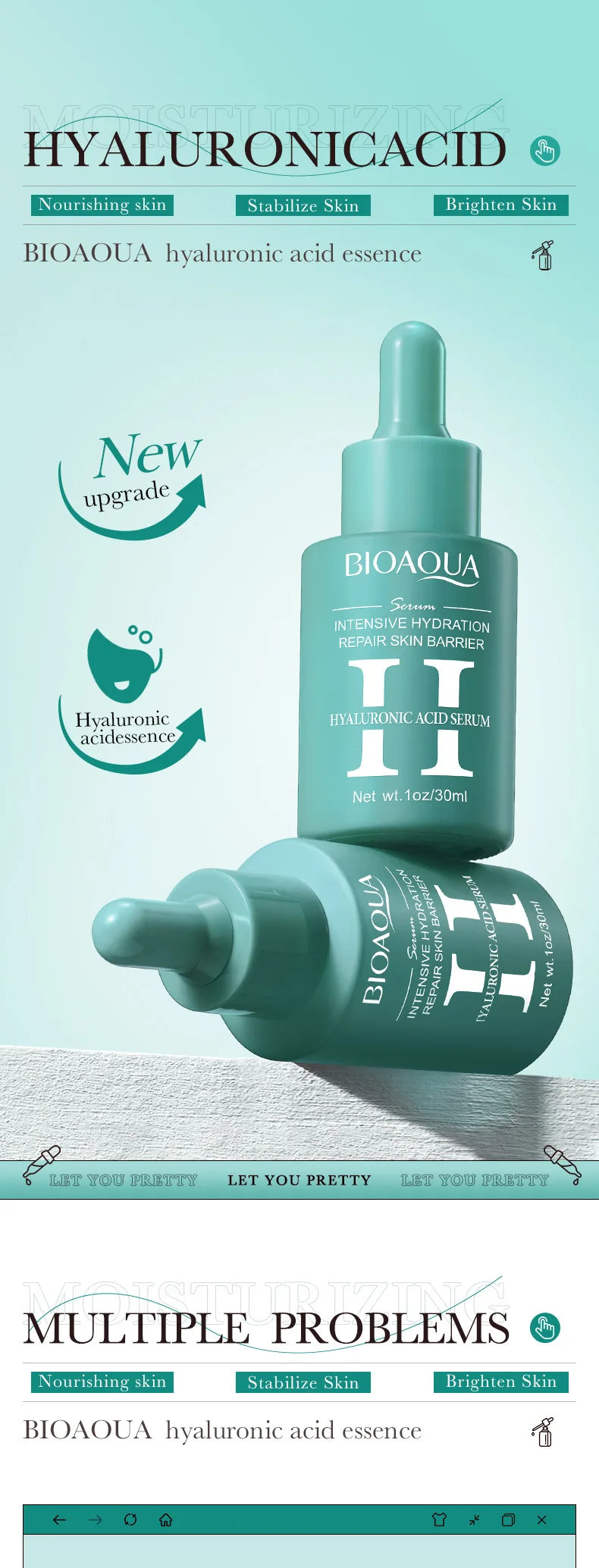 BIOAQUA Hyaluronic Acid Skin Care Kit Moisturizing Face Serum Anti Wrinkles Anti-Aging Anti Dark Circles Eye Cream Skin Care Kit