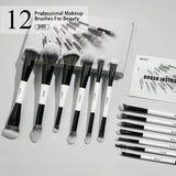 BEILI Dual-ended Makeup Brush Set Professional 12 Pcs Vegan Contour Foundation Powder Eyebrow Bronzer Brushes Cosmetics Kit