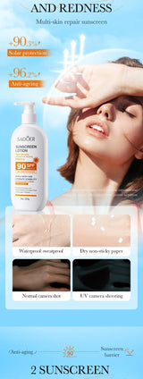 Super 220ml Aloe+Vitamin E Body And Face Sunscreen Lotion SPF 90 PA++++Whole Body Use Protect + Hydrate Moisturizing