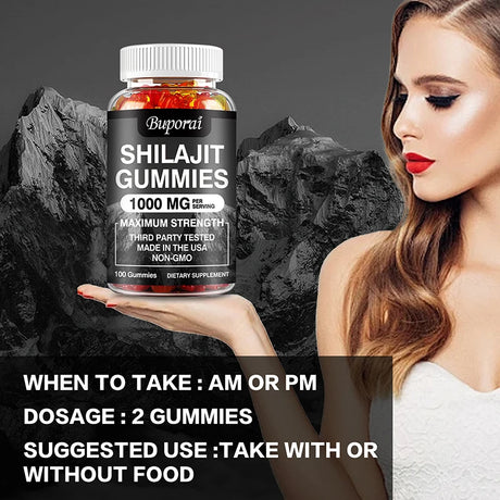 Shilajit Gummies - Energy Level, Memory and Focus Support Relieve Stress Overall Health