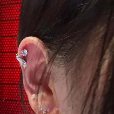 1pcs Silver Color Wing 316L Stainless Steel Ear Bone Nail for Women New Fashion Full of Rhinestone Earrings Accessories for Ear