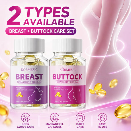 Breast Buttock Enlargement Massage Oil Capsules, Women Body Curve Enhancer, Hip Breast Firming Plumping Serum, Fuller Shape 30pc