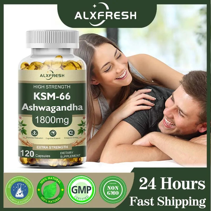 Ashwagandha Capsules Support Antioxidant Lipid-lowering Stress-relief Improve Sleep Enhance Immunity Increase Energy and Focus