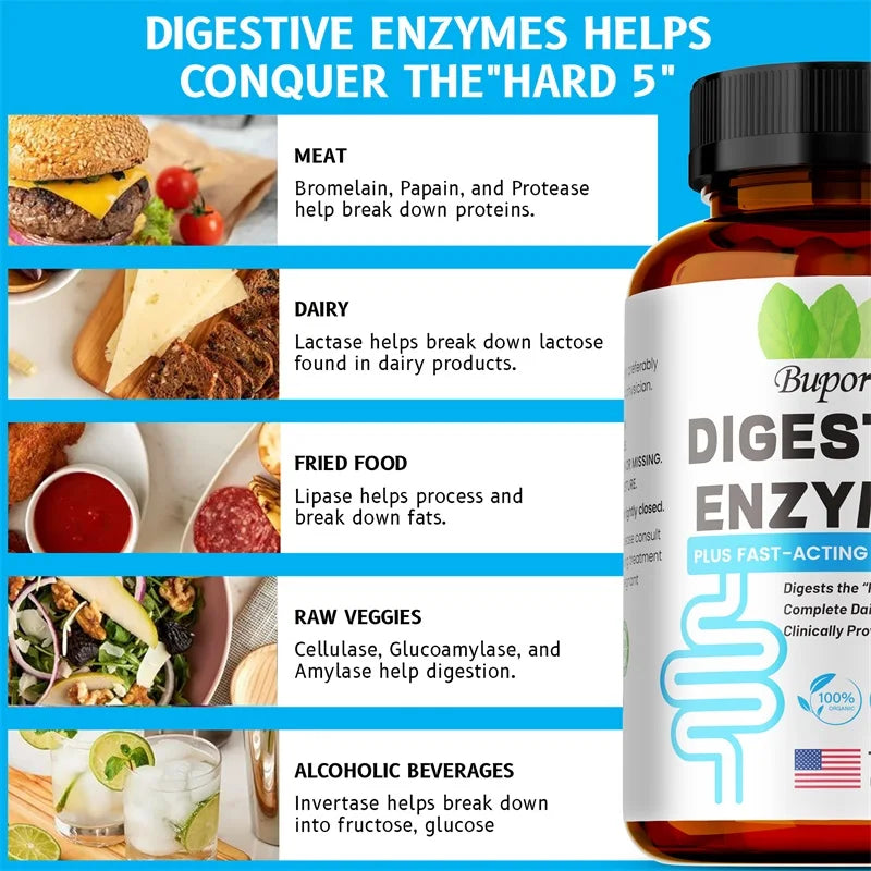 Digestive Enzymes Supplement - Digestion and Intestinal Health for Adults Men and Women, Promotes Nutrient Absorption