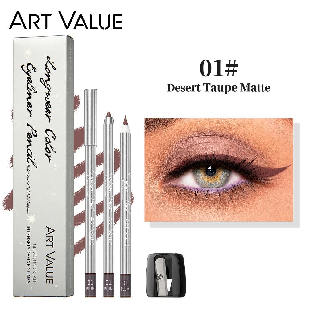 ART VALUE Creamy Texture Matte Eyeliner Pencil Easy Coloring Sweat Proof Eyeshadow Pencil Long Lasting Shimmer Eyeliner Makeup