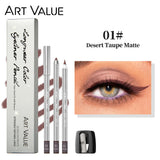 ART VALUE Creamy Texture Matte Eyeliner Pencil Easy Coloring Sweat Proof Eyeshadow Pencil Long Lasting Shimmer Eyeliner Makeup