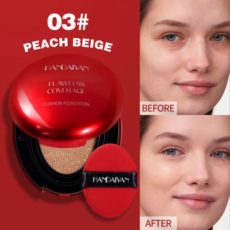 Long Wear Air Cushion Foundation Natural Finish Whitening Concealer Oil Free Makeup Base for Women Lightweight Cover