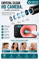 Visual Ear Wax Remover 1080P HD Camera USB-C Rechargeable Ear Cleaner IP67 Waterproof Otoscope with 6 LED Lights for Adults Kids
