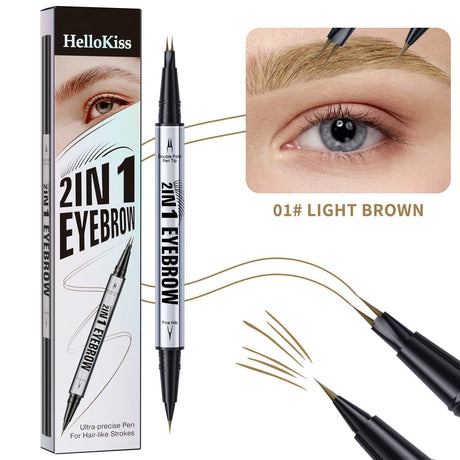 Natural Look Eyebrow Pencil Waterproof Sweat Proof Double Ended 2 in 1 Long Lasting Brow Definition Fill Shape