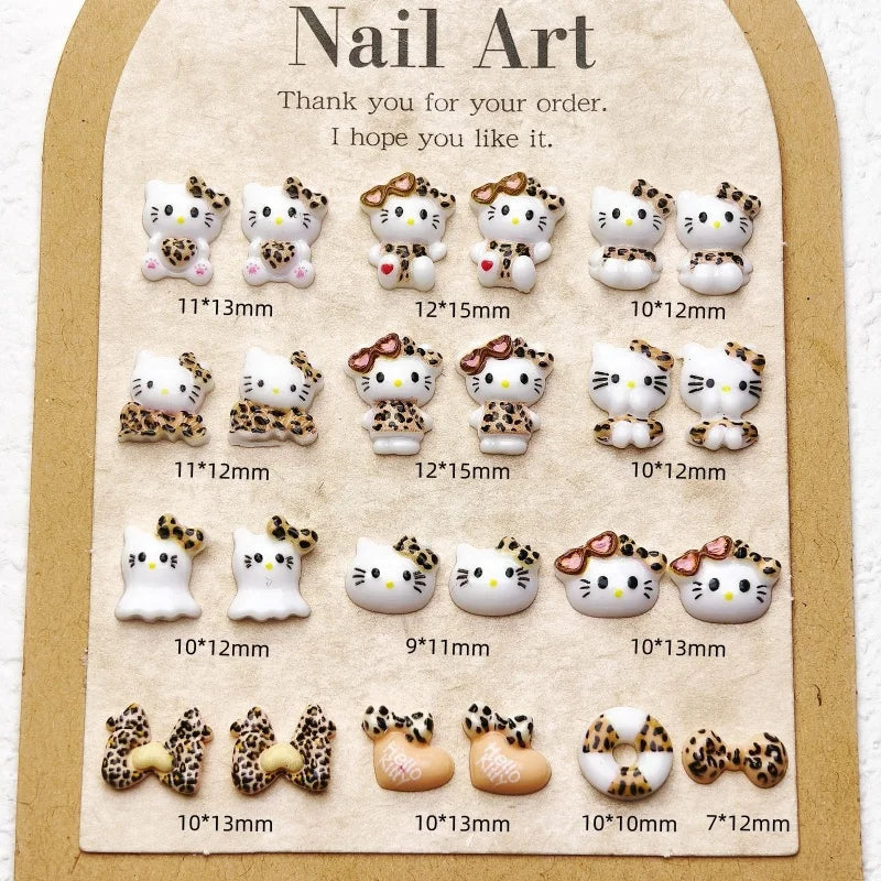 50PCS Nail Parts Charms Cute Cartoon Hello Kitty Nail Art Jewelry Decoration Phone Case Hairpin Manicure Press On Accessories