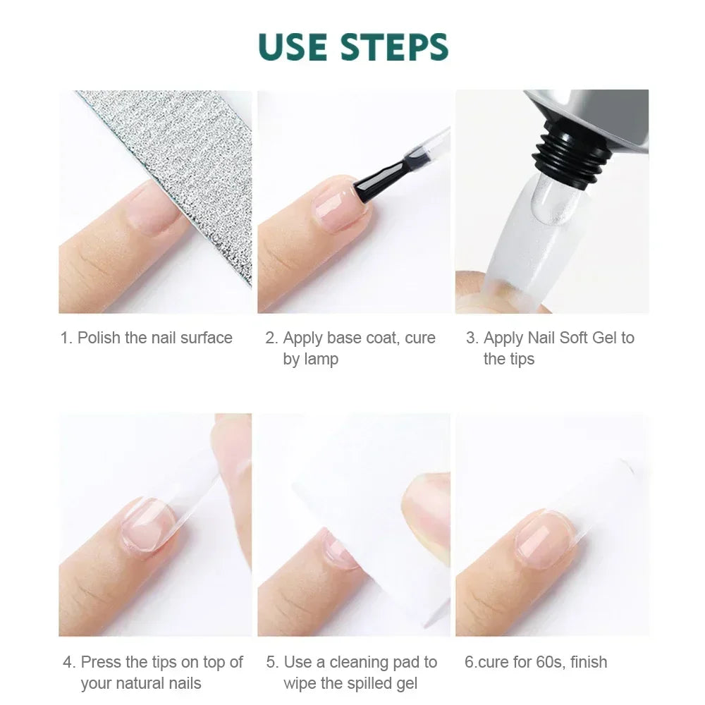 Nailpop Pro Soft Nail Tips Gel Glue 20g Adhesive Fake Nails Long Lasting Soak Off UV Gel Nail Polish Manicure Products for Nails