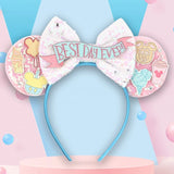 2026 Disney Trip Mickey Ears Headband For Girls Sequin Castle Bow Hairband Cartoon Character Cosplay Hair Accessories Kids Party