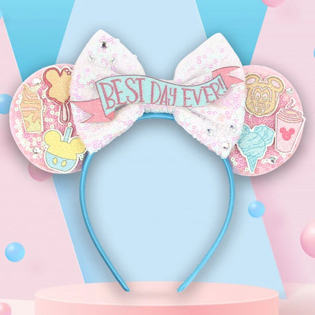 2026 Disney Trip Mickey Ears Headband For Girls Sequin Castle Bow Hairband Cartoon Character Cosplay Hair Accessories Kids Party