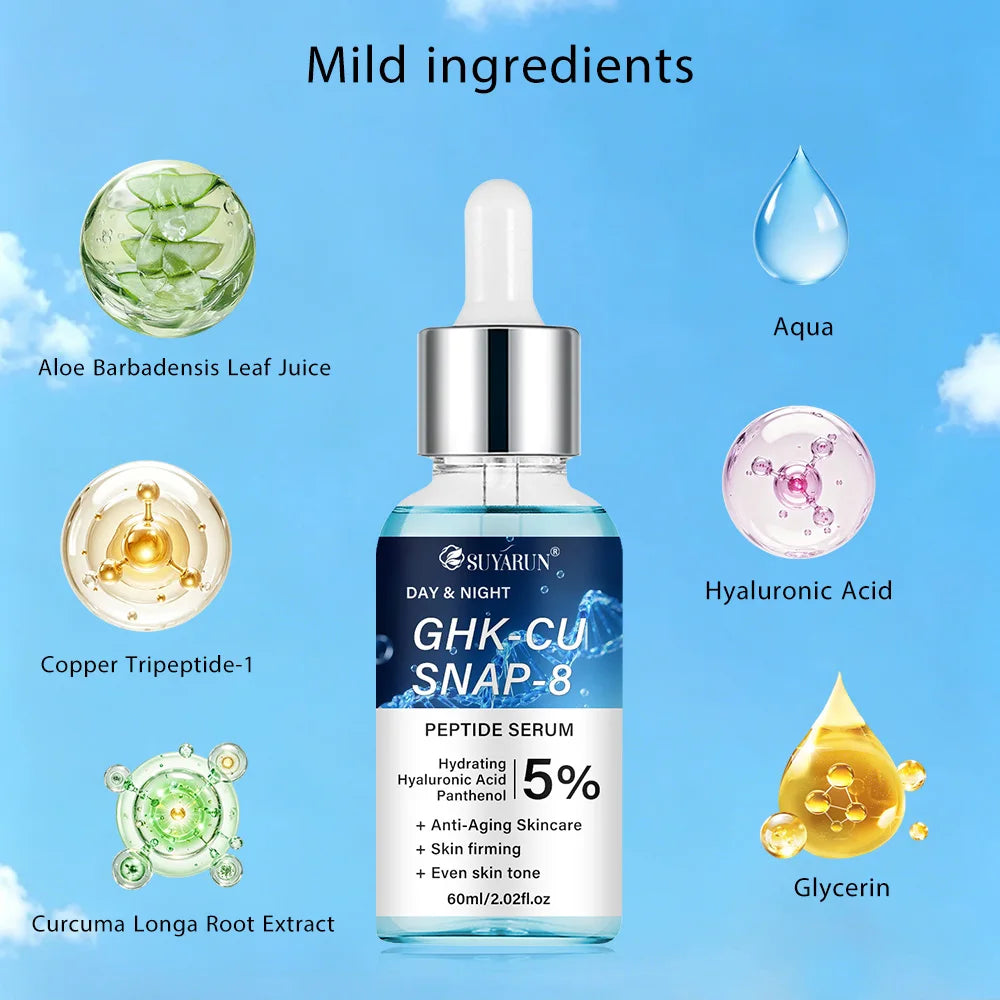 SUYARUN Anti-Aging Peptide Serum | GHK-Cu & SNAP-8 Formula for Day & Night Firming Treatment.
