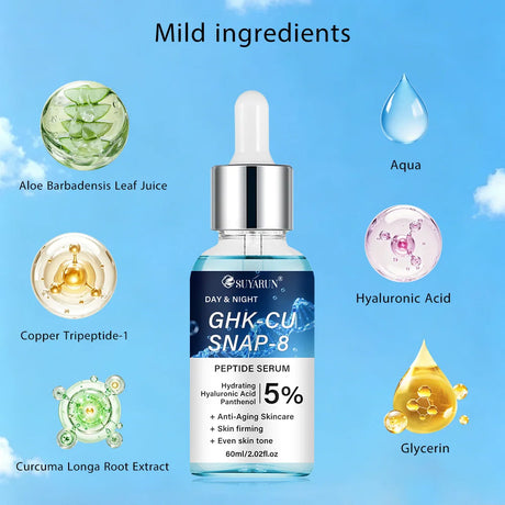 SUYARUN Anti-Aging Peptide Serum | GHK-Cu & SNAP-8 Formula for Day & Night Firming Treatment.