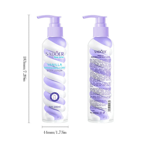Vanilla Marshmallow Body Lotion Smooths and Refines Skin, Improves Dryness, Tightness, and Roughness, and Moisturizes the Skin.