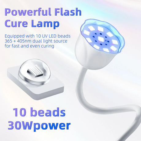 Portable USB UV LED Nail Lamp for Gel Nail Polish - Fast Drying Nail Dryer, Japanese Lotus Style, Hands Safe