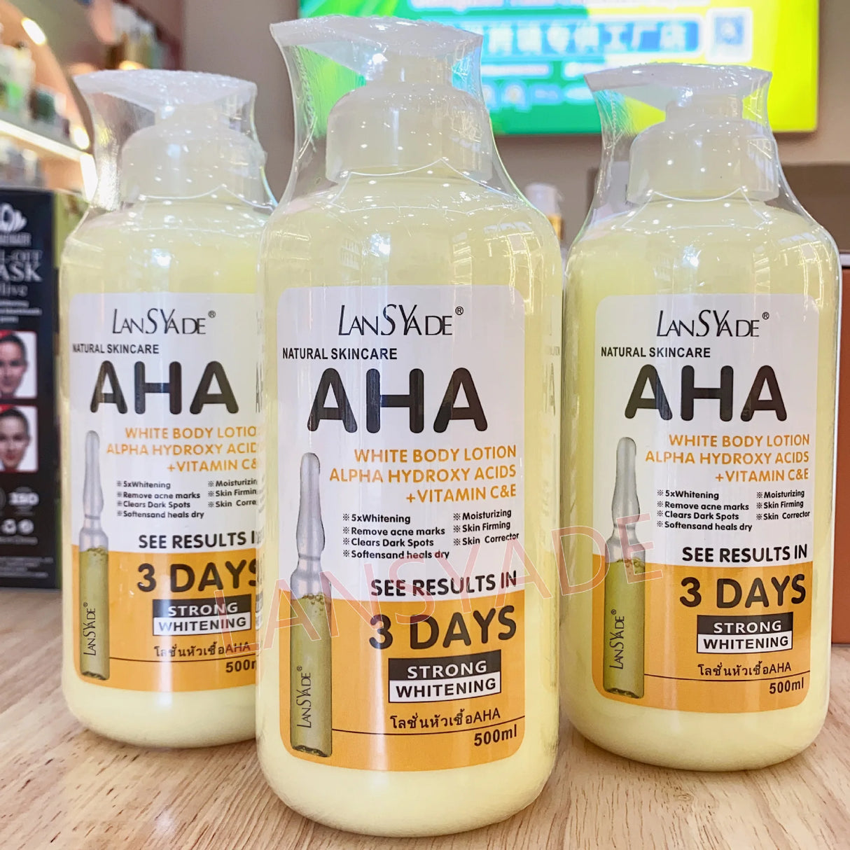 500ml Whitening Body Lotion ALPHA Hydroxy Acids+Vitamin C&E See Results In 3 Days Moisturizing Lightening Body Cream Lotion Skin