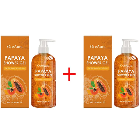 Papaya Whitening Shower Gel Exfoliating Fade Pigmentation Lasting Aroma Refreshing Control Oil Hydrating Rich Foam Body Wash