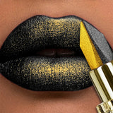 1pc Two-tone Color Glitter Lipstick Non-stick Cup Matte Black&yellow Lip or Eye Makeup Diamond Lipstick or for Eye Shadow Gifts