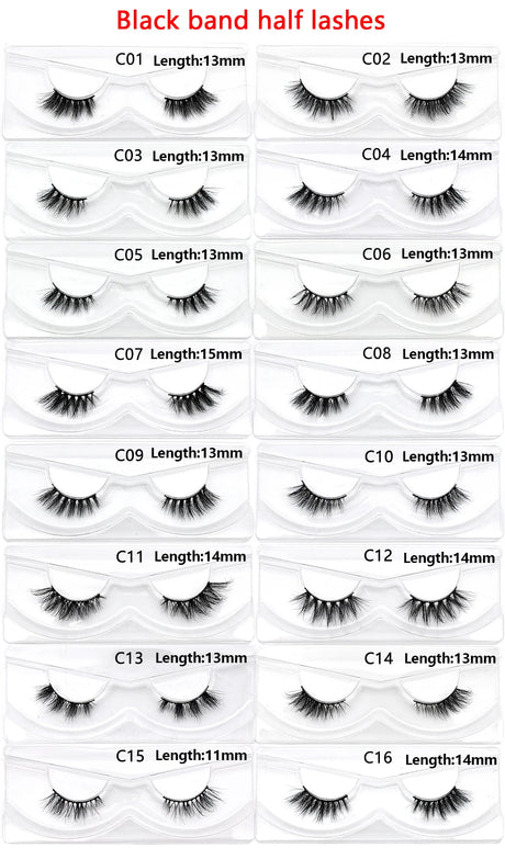 Half Lashes Mink Eyelashes Fluffy Soft False Eyelashes Wispy Cross Mink Eye Lashes Natural Short Mink Eyelash Extension Makeup