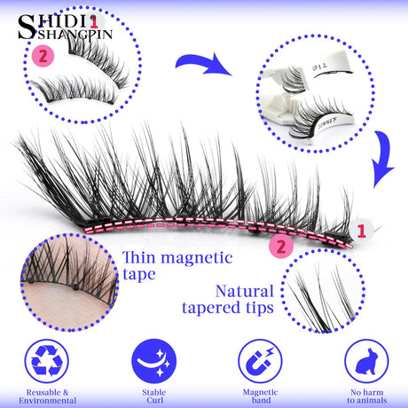 1 Pair Magnetic Eyelashes Set Reusable Easy to Use Eyelash Extension Tools Natural Curler False Eyelashes With Magnetic Tweezers