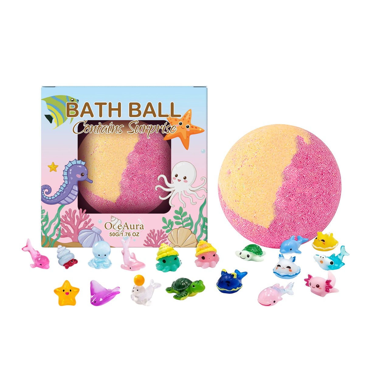 12pcs Organic Bath Bombs Set with Surprise Toys Inside Essential Oi Moisturizing Skin Care Relaxing Bathtime Gift for Boys Girls