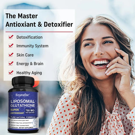 Liposomal Glutathione Capsules, Advanced Antioxidant, Support Detox, Liver Brain Immune Health, Brighten Skin & Anti-Aging