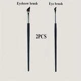 2pcs ultra-thin diagonal eyeliner brush set - fine diagonal eyeliner eyebrow brush, sickle ultra-thin diagonal flat angle,