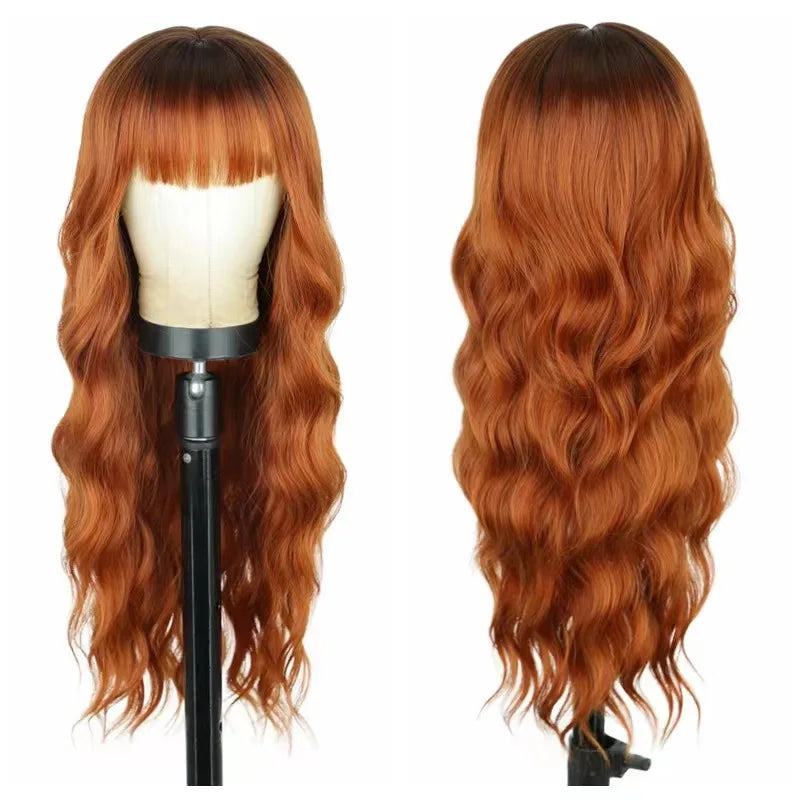 Synthetic wig high temperature fiber long curly hair with bangs soft hair wigs for women