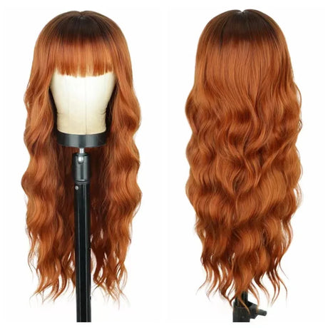 Synthetic wig high temperature fiber long curly hair with bangs soft hair wigs for women