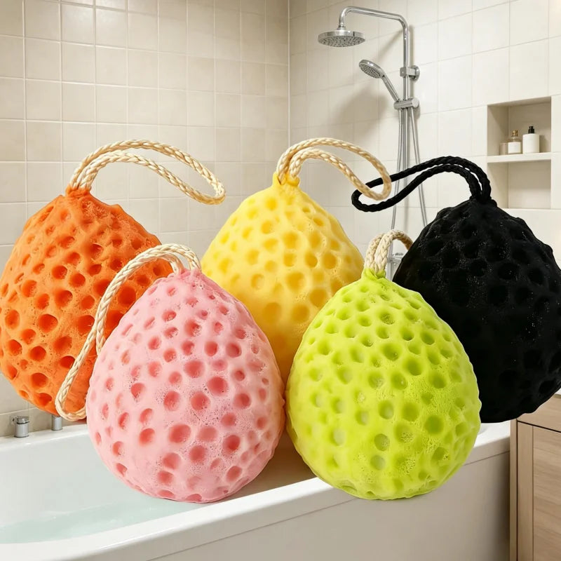 4-Piece Set of Honeycomb Bath Balls in Random Colors, Bath Sponges, Household Soft and Durable Bath Balls, Cute Scrubbing Bath Balls, Foaming Bath Balls, Essential for Home Bathing and Cleaning