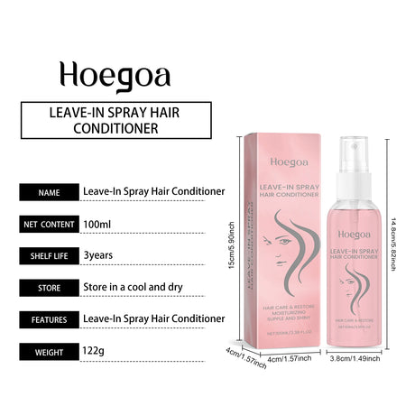 Leave-In Hair Conditioner Care Spray Wash Free Gentle Nourishing Scalp Anti Frizz Split Ends Daily Moisturizing Hair Spray 100ml