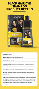 3 In 1 Herbal Healthy Hair Dyeing 500ml Black Hair Dye Shampoo For Men Women Plant Instant Color Shampoo Ginger Black Hair Dye