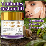 YUITIKUE Instant Lift Face Cream 60g - 1 Min Snail Mucin Firming, Moisturizes, Tightens & Evens Tone, Light Non-Greasy Formula
