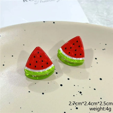 2Pcs/Lot Summer Style Women Hair Accessories New Mini Fruit Gripper Cute Strawberry Watermelon Imitation Fruit Shaped Hair Clips