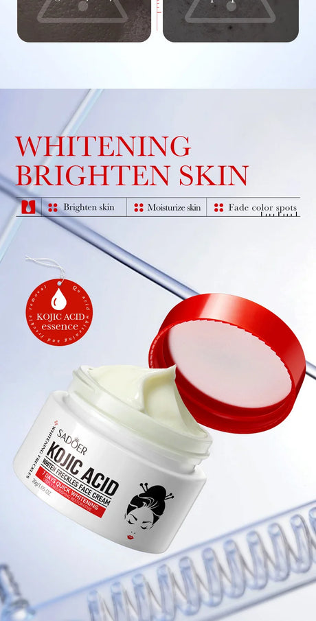 SADOER Kojic Acid Skin Care Sets Moisturizing Freckle Removing Face Cream Anti Dark Circles Eye Cream Travel Size Skin Care