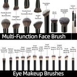20pcs/set Pro Makeup Brushes Double Ended Foundation Concealers Blush Eye Shadows Brush for Liquid Cream Powder Blending