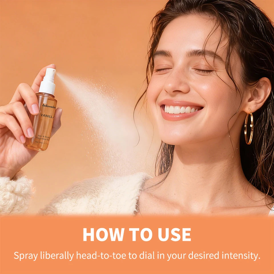 Vanilla & Rose Fragrance Mist Perfume Long Lasting Refreshing Portable Body Spray Gentle Natural Aroma for Women Daily Dating Tr