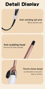 Euro-standard 0.51-inch ultra-fine curling iron, constant temperature hair protection, suitable for curly hair styling, unisex