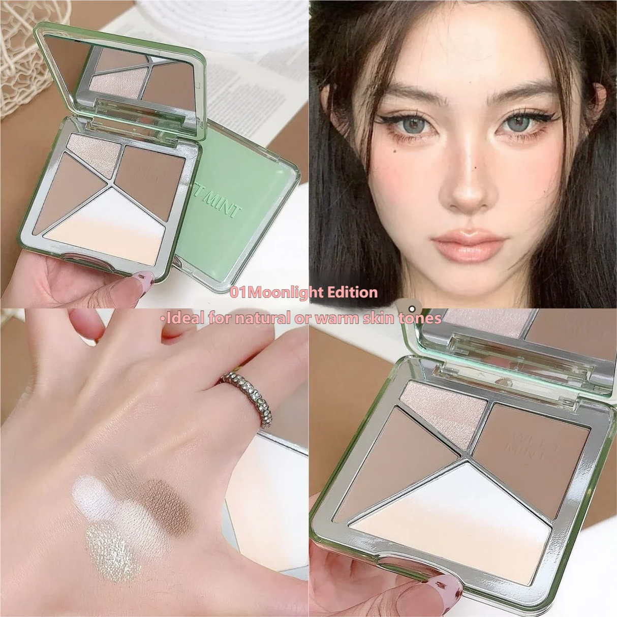 All-in-One Contour Palette Makeup Pearlescent Highlighter&Matte Nose Shadow Shimmer Sculpt&Define Beauty Natural Finish Cosmetic