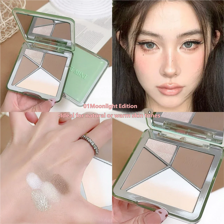 All-in-One Contour Palette Makeup Pearlescent Highlighter&Matte Nose Shadow Shimmer Sculpt&Define Beauty Natural Finish Cosmetic