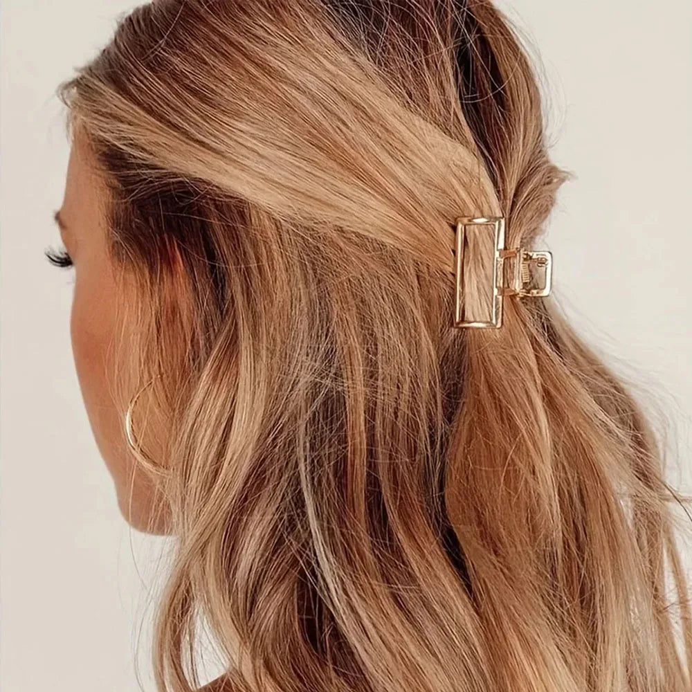 New Fashion Simple Hair Clip Mini Metal Hair Claw Non Slip Hollow Gold Geometric Barrettes Sweet Daily Hair Accessories