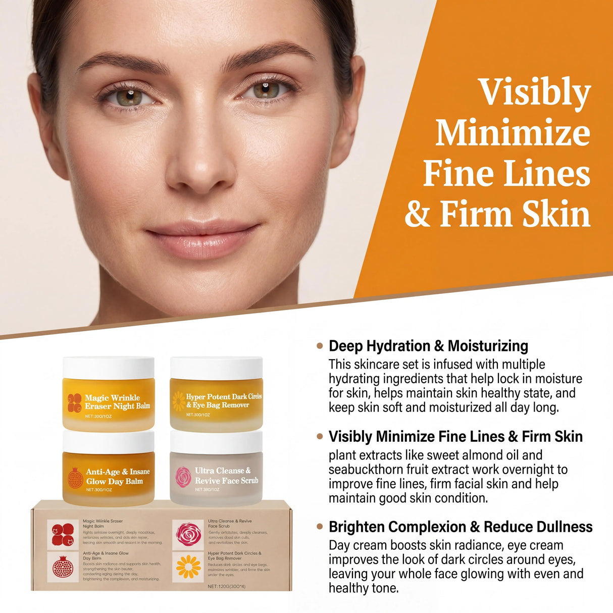 Day Night Skincare Set Moisturizing Repair Skin Barrier Brightening Facial Skins Multi Functional Skincare Eye Face Care Combov