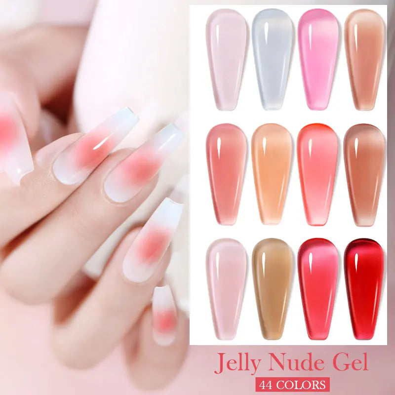 Clou Beaute Translucent Jelly Nude Pink Nail Gel Polish 15ml Vernis Semi Permanent Gel Colorful Varnish Nail Art Manicure Gel