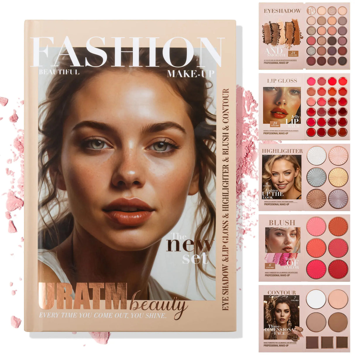 Eye Shadow Palette Five-page Flipbook Matte Pearlescent Lasting Non-smudge Multi-function Blush Contouring Highlighter Makeup